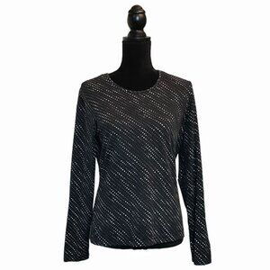 The Limited Women's Long Sleeve Polka Dot Pullover Top in Black/White - Size L